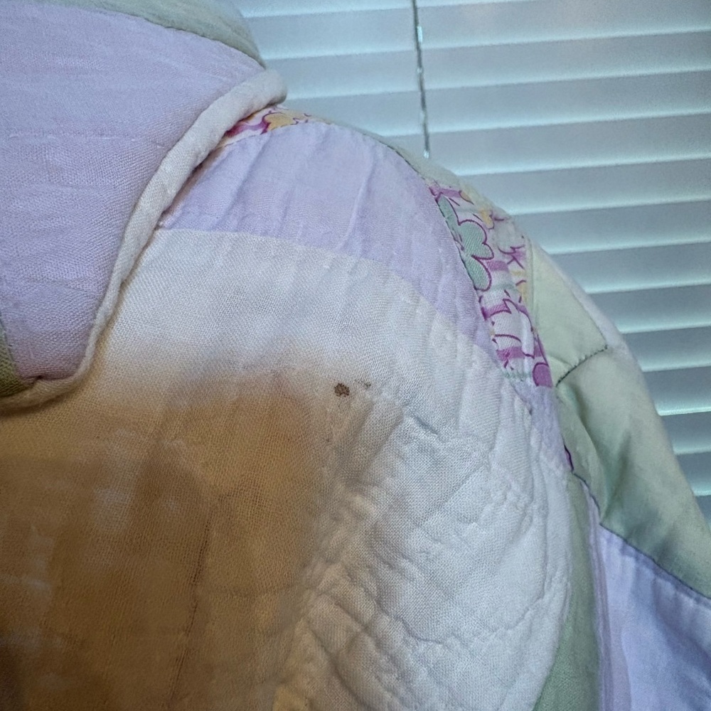 Patchwork Quilted Chore Coat-Purple & Cream Vintage Quilt. Size See Measurements - Picture 6 of 7